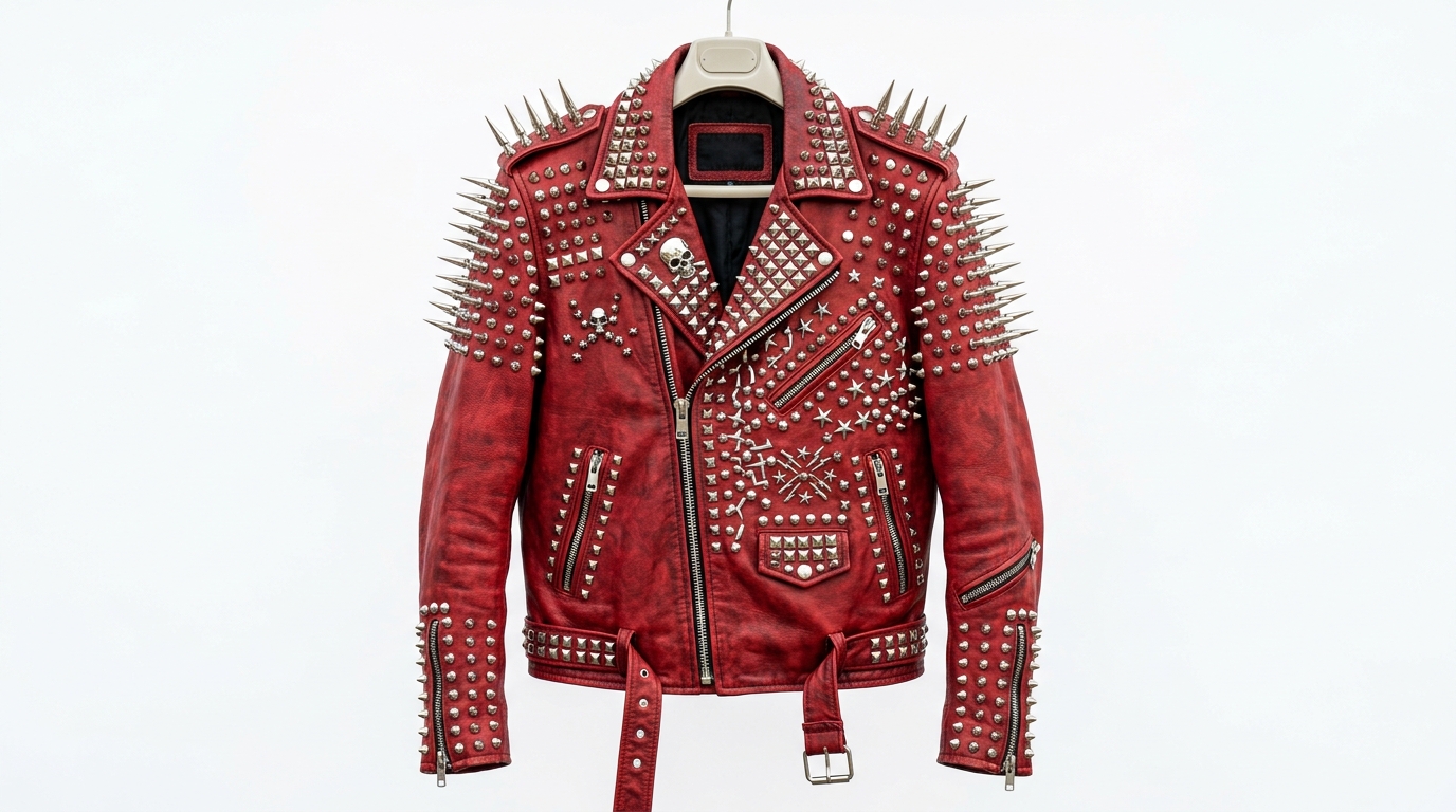 The Ultimate Blood Red Skull & Crossbones Battle Jacket