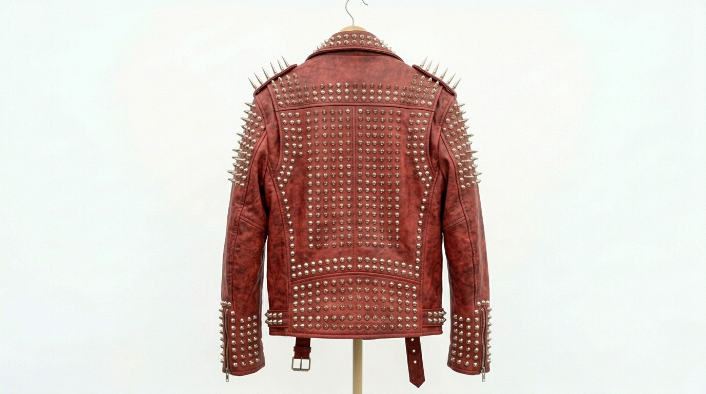 The Ultimate Blood Red Skull & Crossbones Battle Jacket - Image 2