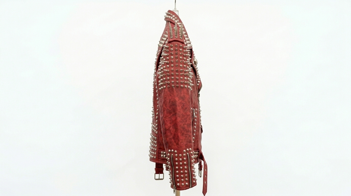 The Ultimate Blood Red Skull & Crossbones Battle Jacket - Image 3