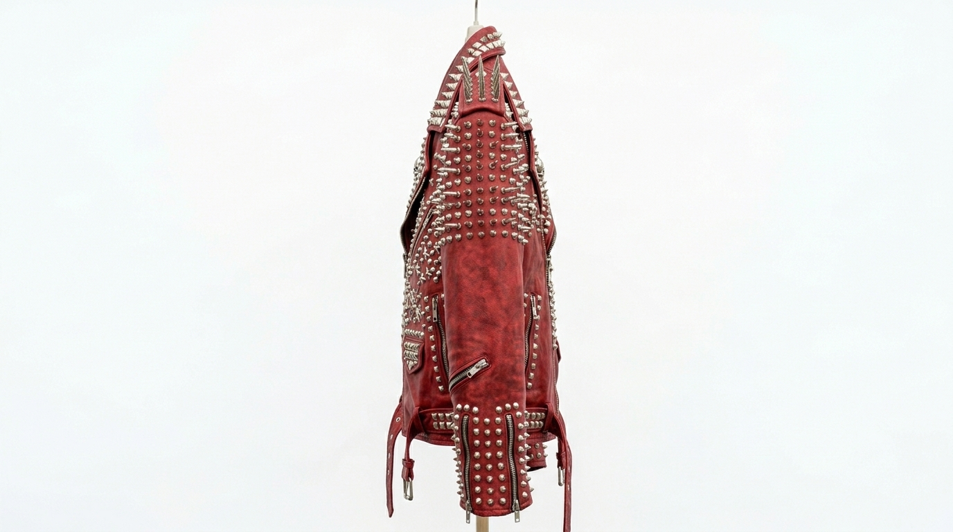The Ultimate Blood Red Skull & Crossbones Battle Jacket - Image 4