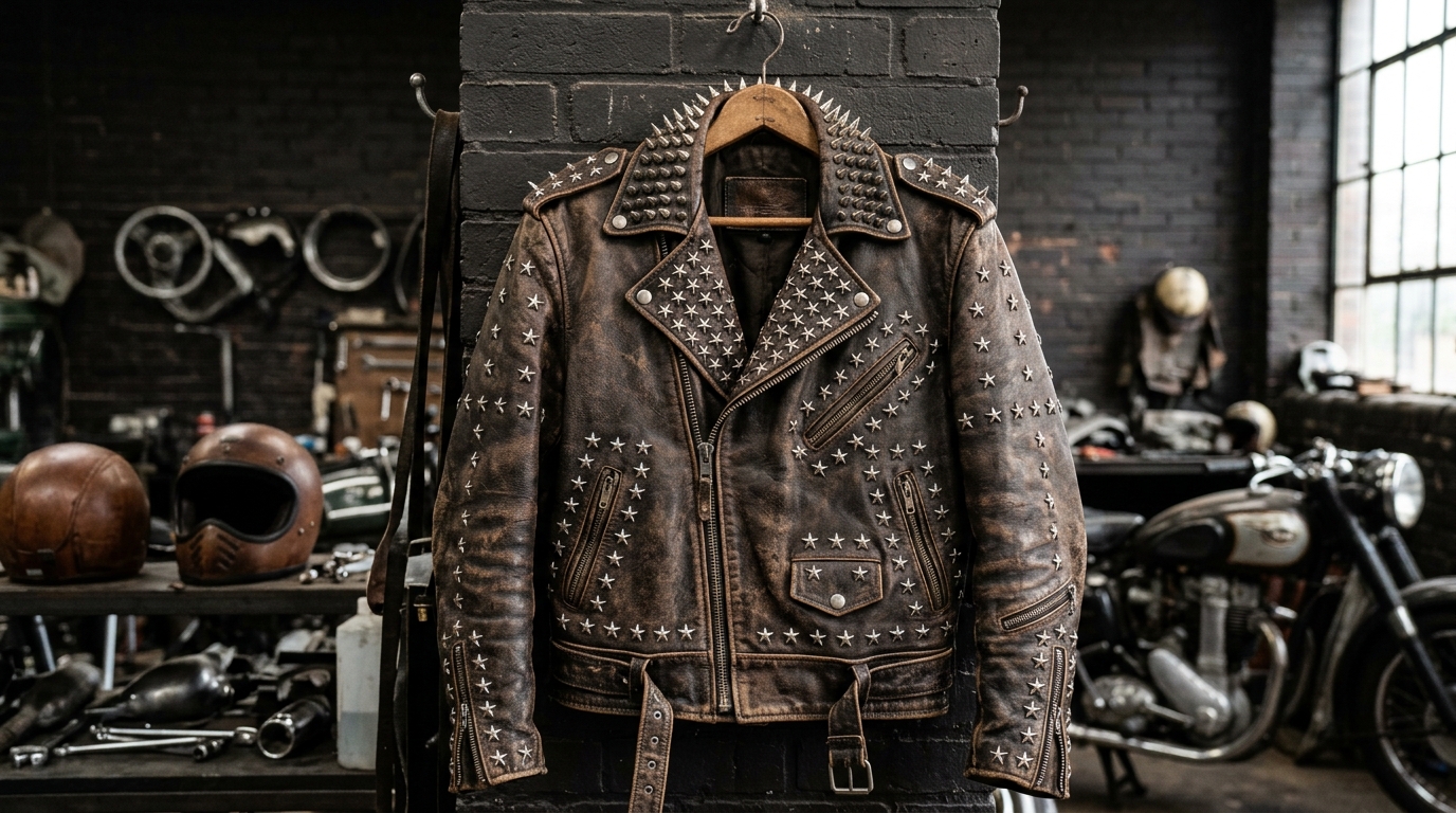 The Ultimate Distressed Star Studded Battle Jacket