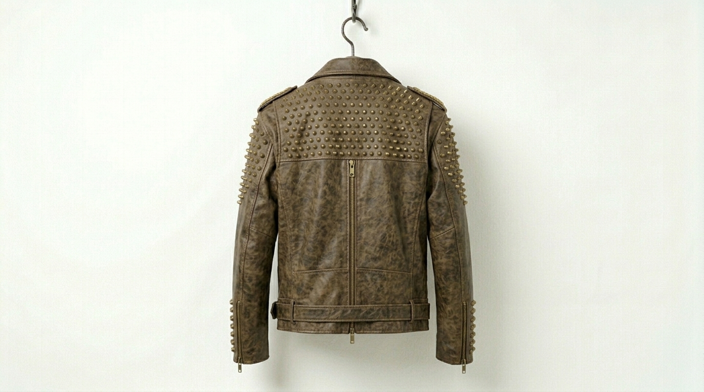Custom Weathered Brown Compass Battle Jacket - Image 2