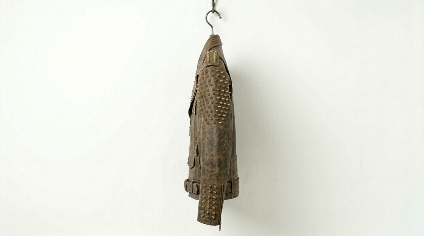 Custom Weathered Brown Compass Battle Jacket - Image 3