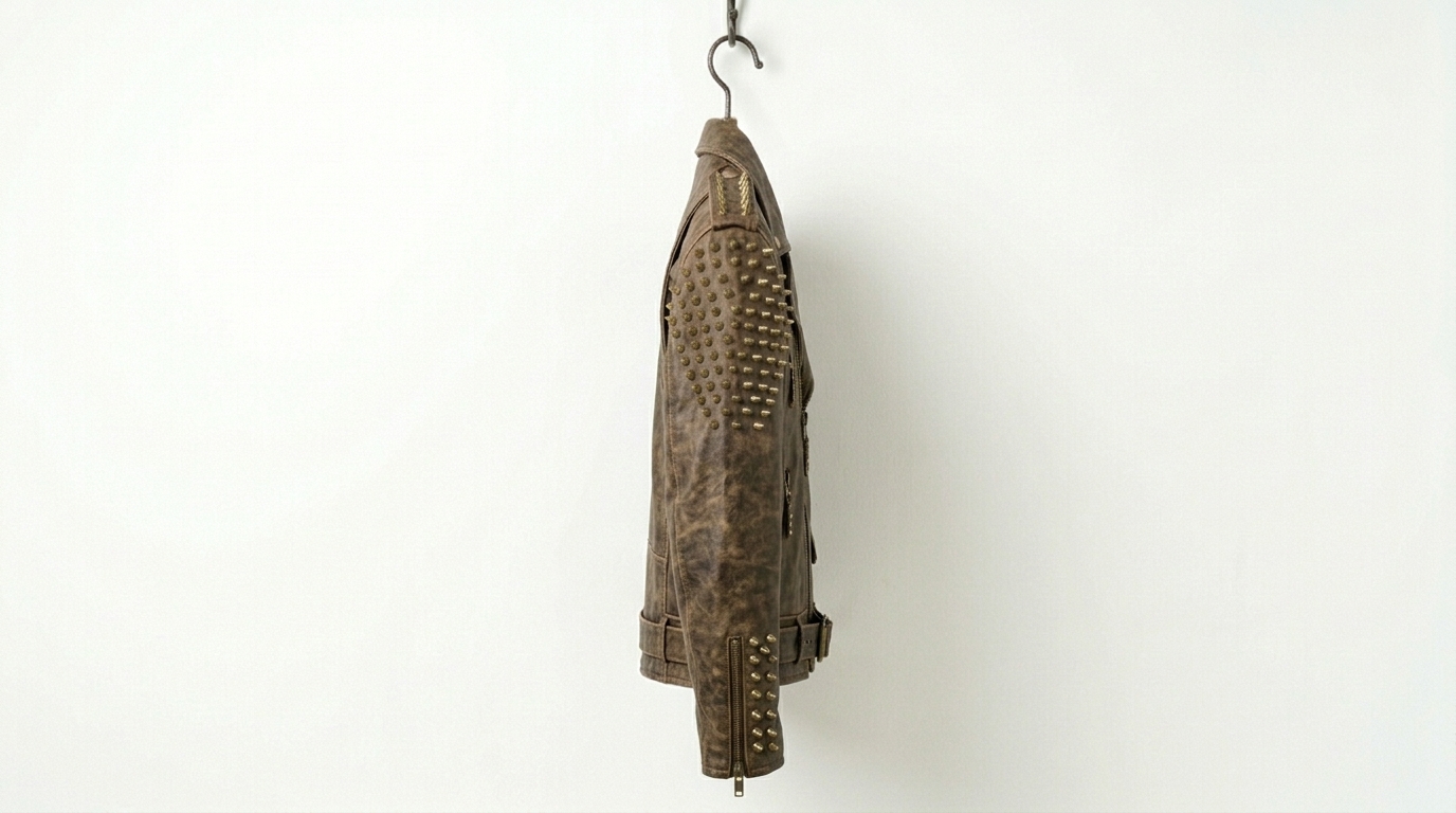 Custom Weathered Brown Compass Battle Jacket - Image 4