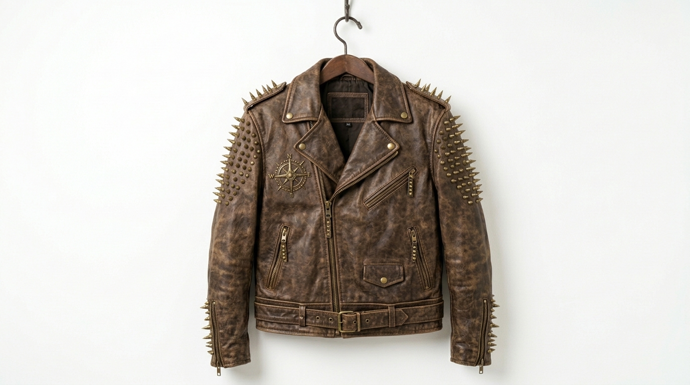Custom Weathered Brown Compass Battle Jacket
