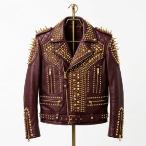 The Ultimate Gold-Armored Burgundy Battle Jacket