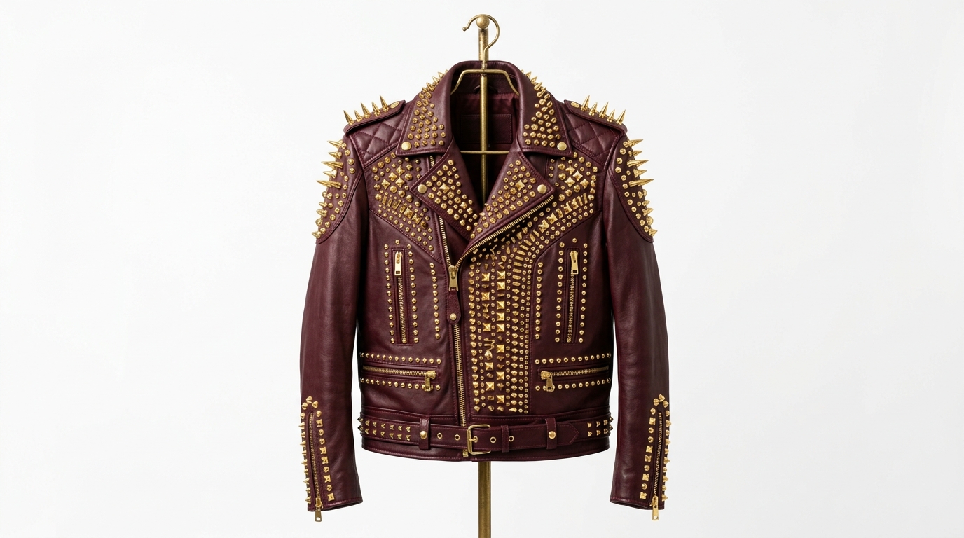 The Ultimate Gold-Armored Burgundy Battle Jacket