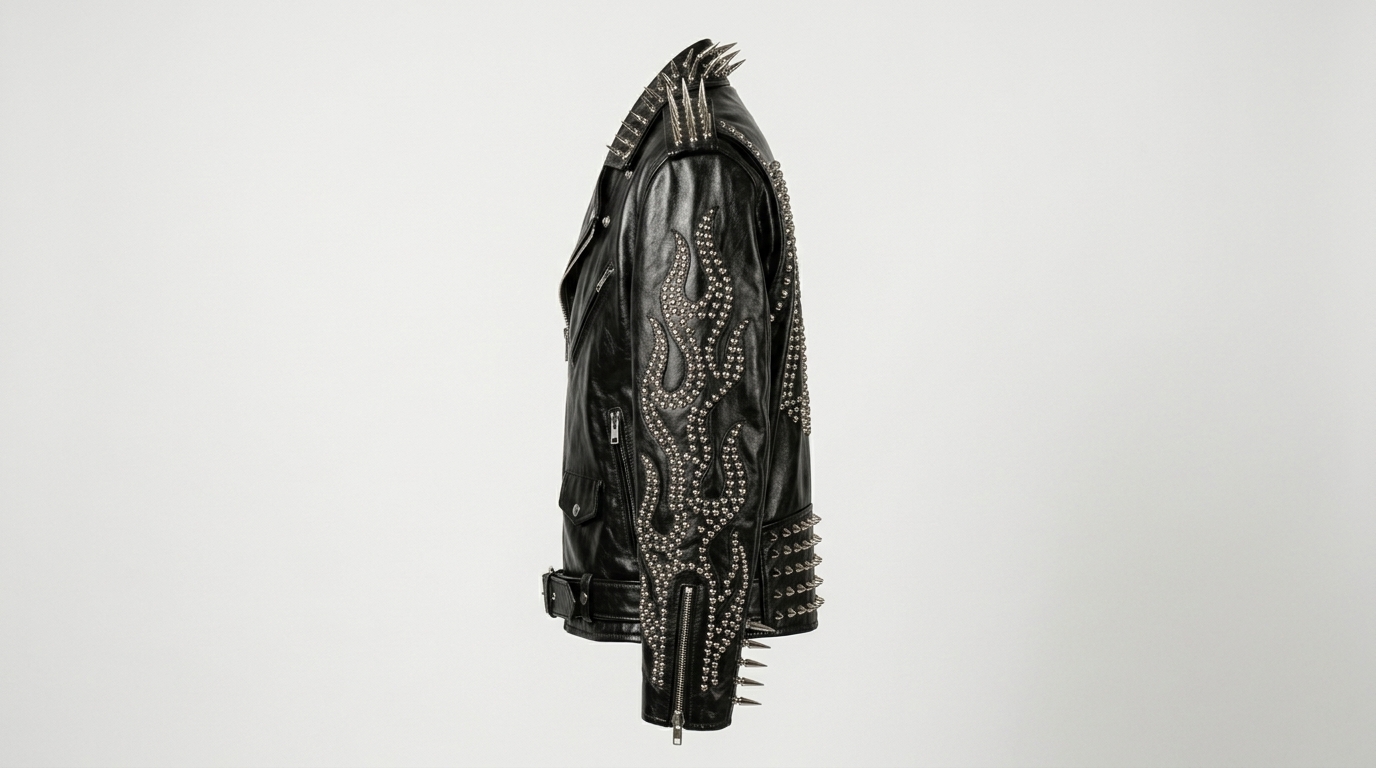 The Ultimate High-Shine Spiked Flame Jacket - Image 4