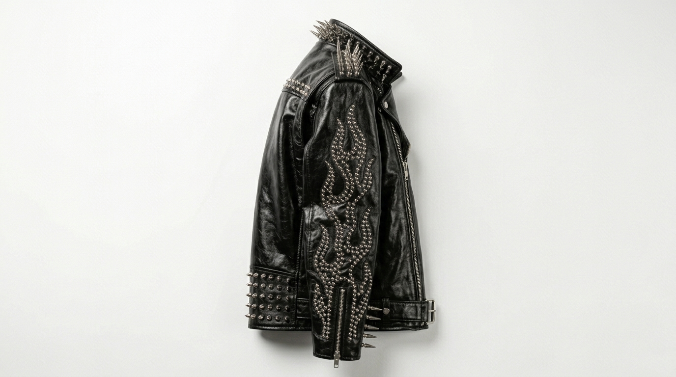 The Ultimate High-Shine Spiked Flame Jacket - Image 3
