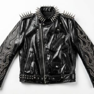 The Ultimate High-Shine Spiked Flame Jacket
