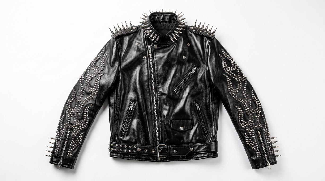 The Ultimate High-Shine Spiked Flame Jacket