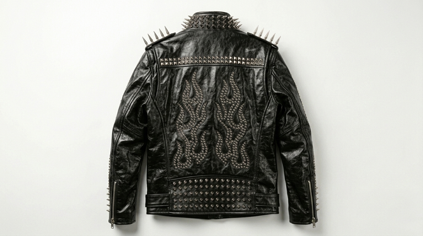 The Ultimate High-Shine Spiked Flame Jacket - Image 2