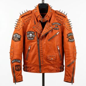 The Ultimate Orange Spiked Racing Jacket