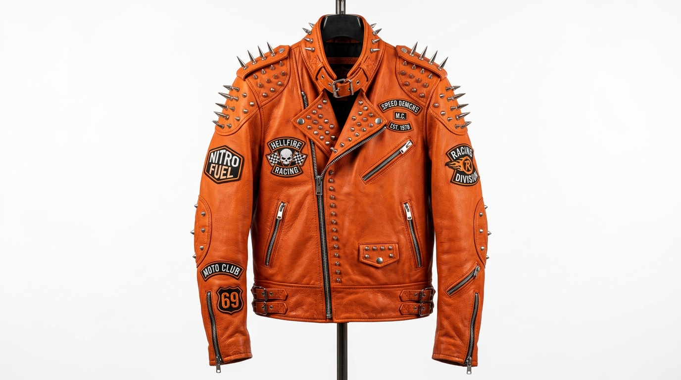 The Ultimate Orange Spiked Racing Jacket