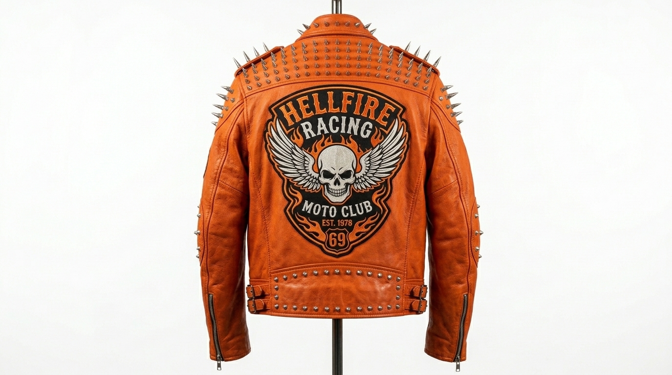 The Ultimate Orange Spiked Racing Jacket - Image 4