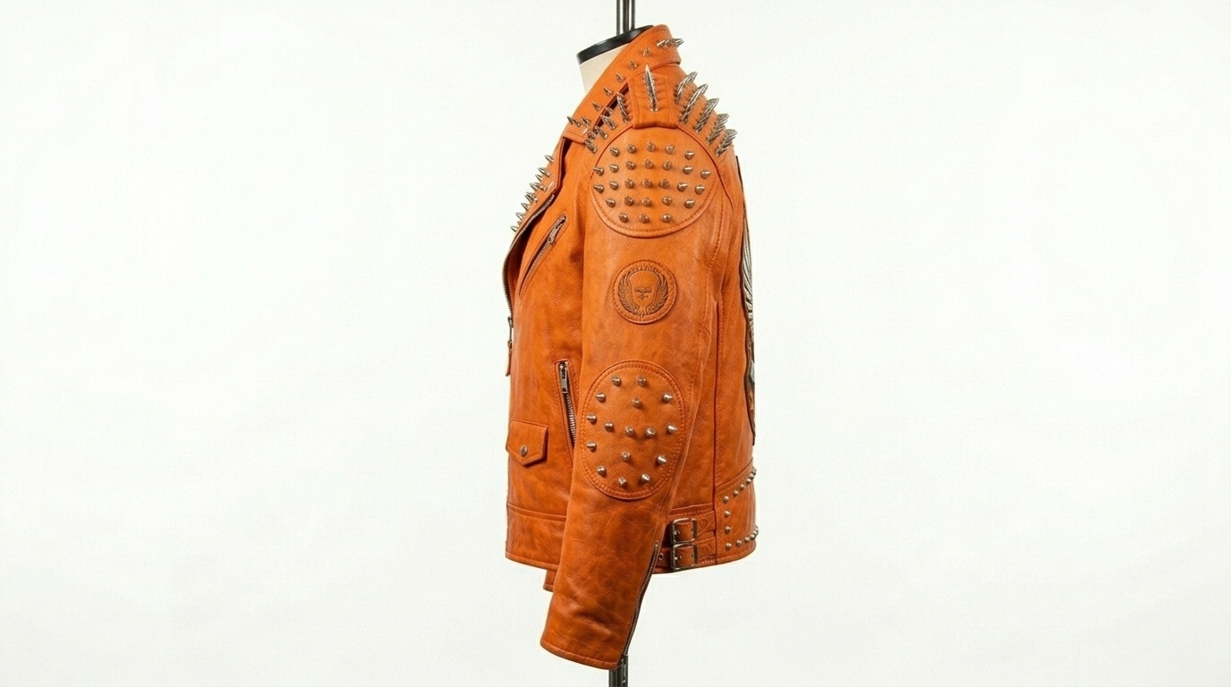 The Ultimate Orange Spiked Racing Jacket - Image 3