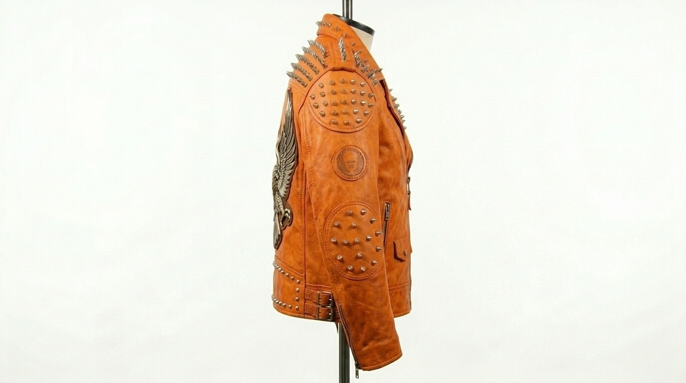 The Ultimate Orange Spiked Racing Jacket - Image 2