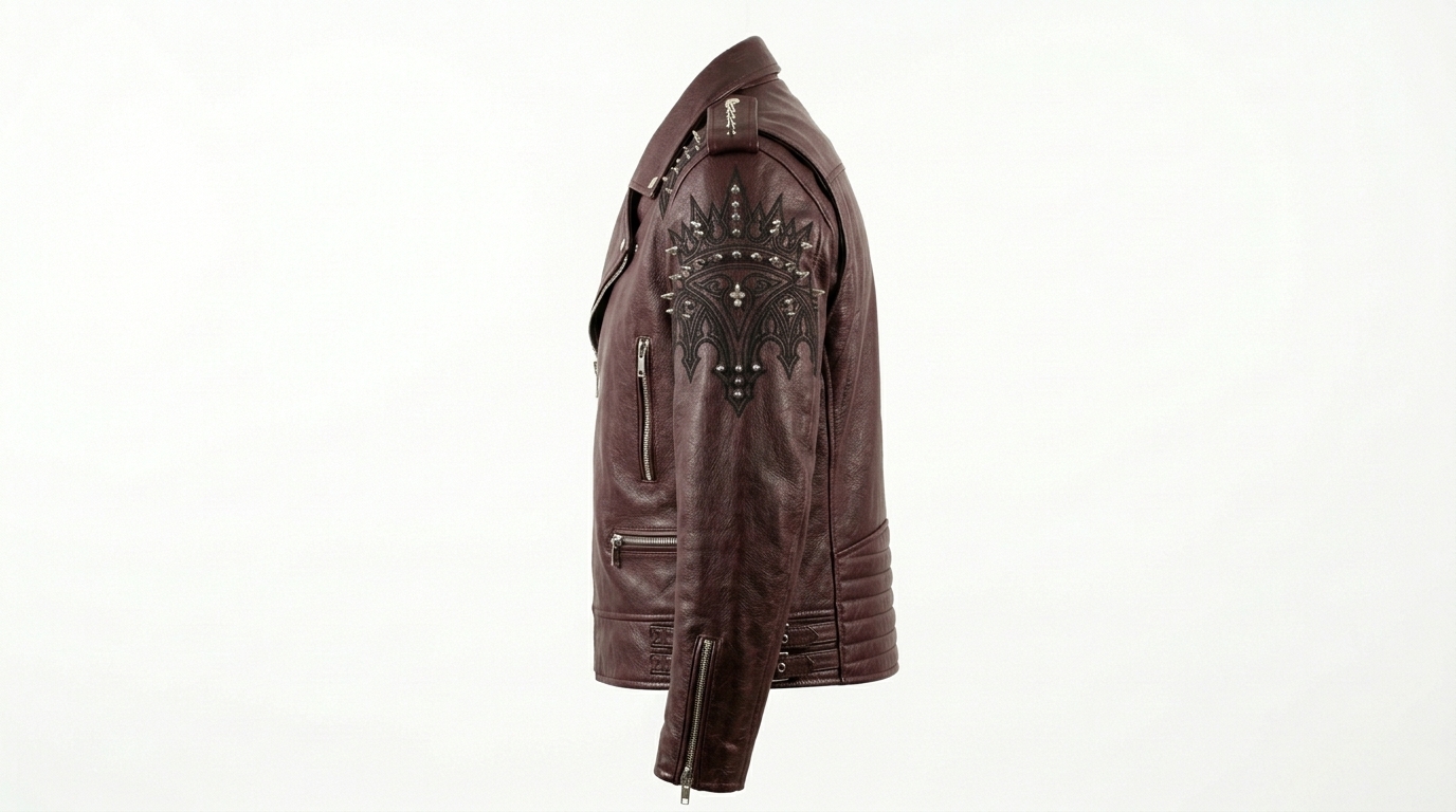 The Ultimate Gothic Crown Burgundy Jacket - Image 3