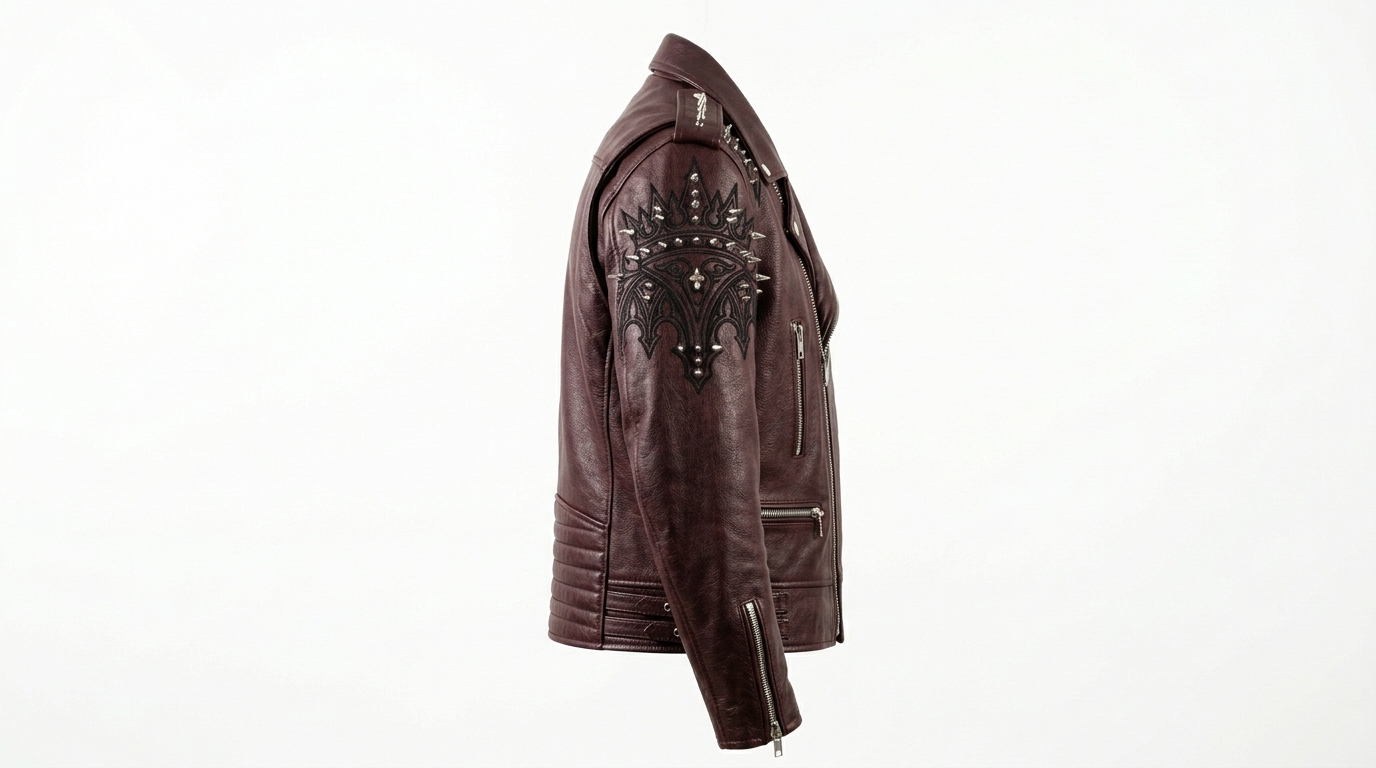 The Ultimate Gothic Crown Burgundy Jacket - Image 4