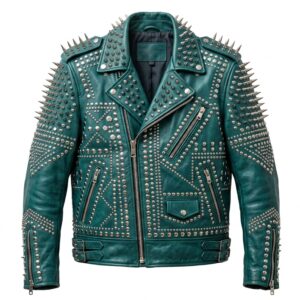 The Ultimate Teal Green Studded Battle Jacket