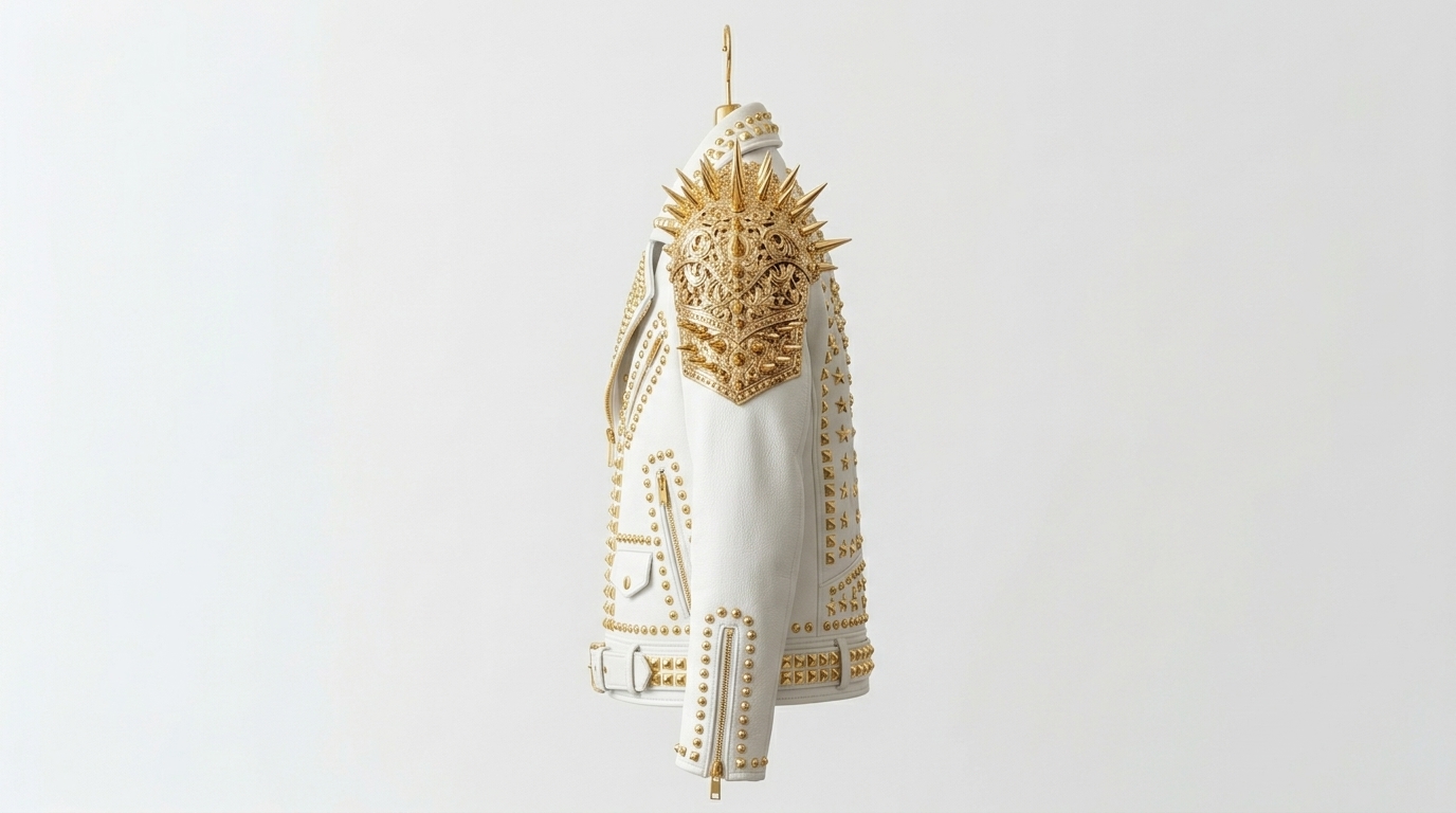 The Ultimate Gold-Armored White Battle Jacket - Image 3
