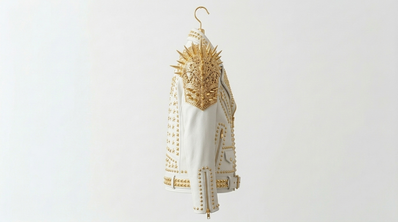The Ultimate Gold-Armored White Battle Jacket - Image 4